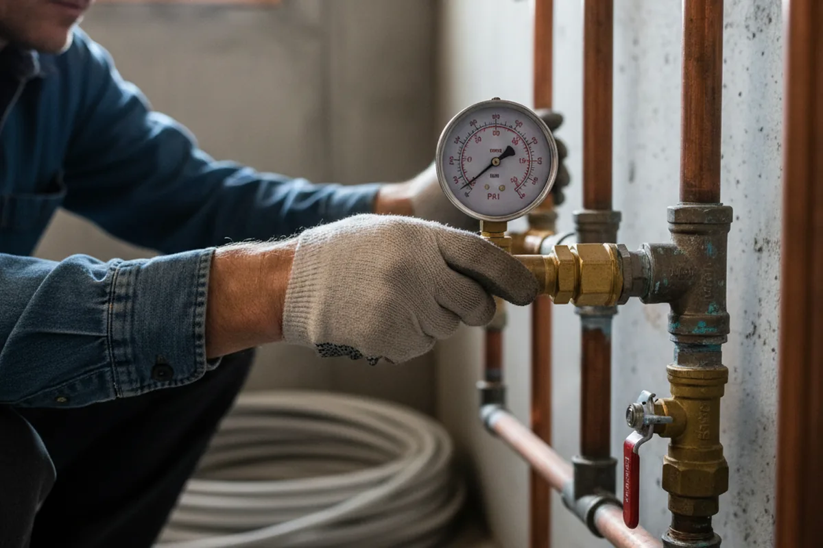 Pressure testing a repaired line during Water Line Repair in Wright City